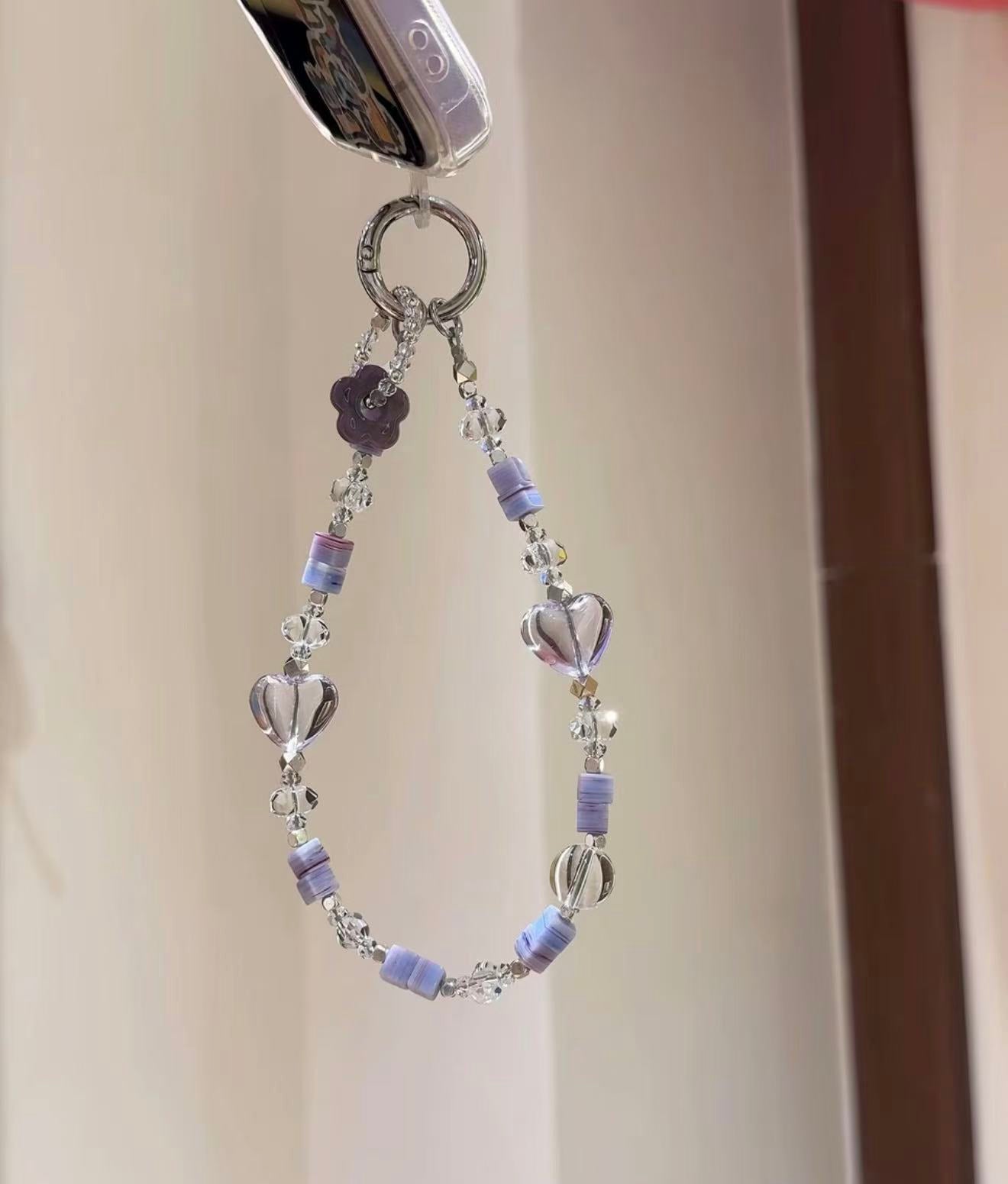 Purple Y2K Beaded Phone Lanyard