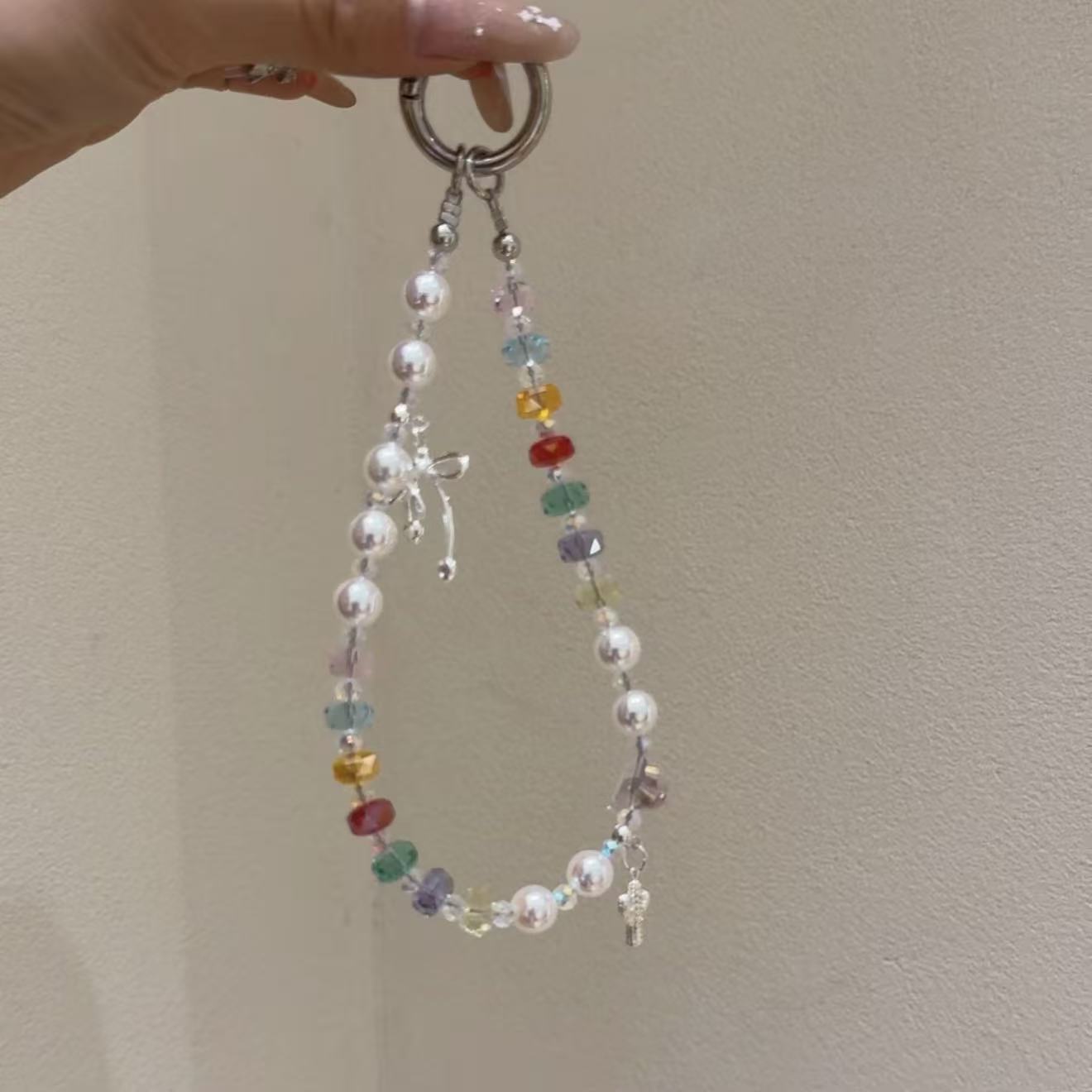 Rainbow Crystal Beaded Phone Wrist Strap