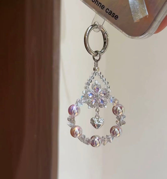 AURORA Purple Crystal Phone Lanyard Keyring