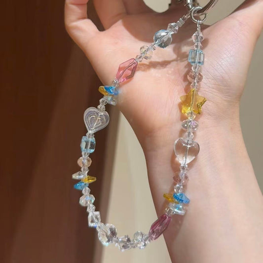 Y2K Candy Color Clear Beaded Wristlet, Irregular Crystal Anti-Drop Phone Strap